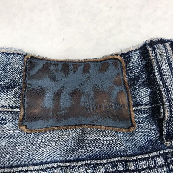 RIVET DE CRU Jayden Jean Men 34x32 Destroyed Distressed Rip Repair Denim Blue - Picture 10 of 16